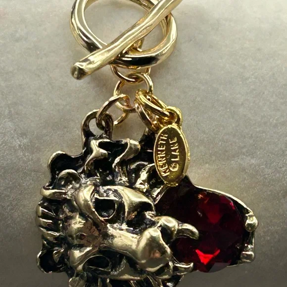 Kenneth Jay Lane Runway Red and Gold Lion Bracelet - Picture 9 of 15